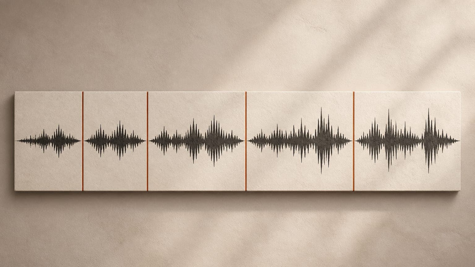 A voice waveform divided into five segments of different widths